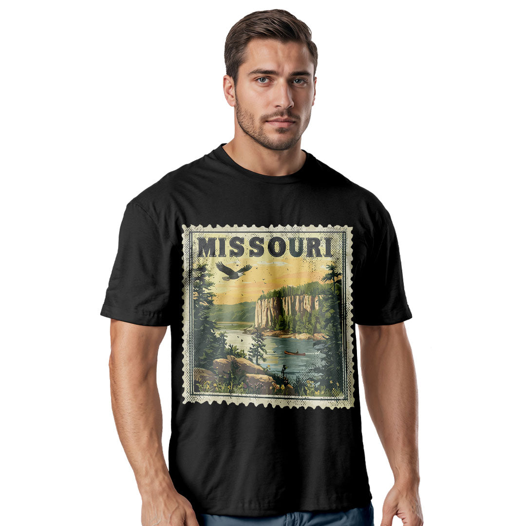 Vintage Missouri Bald Eagle T-Shirt, Scenic Landscape State Souvenir Tee