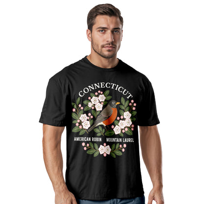 Connecticut Robin & Mountain Laurel Tee | State Bird Flower Shirt