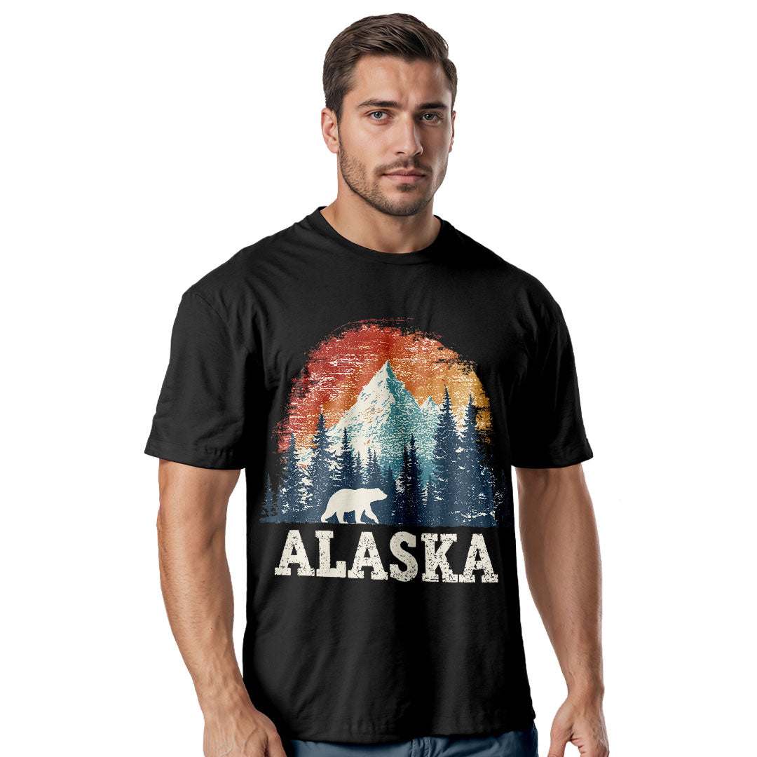 Vintage Alaska Mountain Bear T-Shirt | Retro Wildlife Graphic Tee