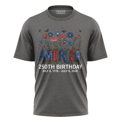 America 250 Floral Birthday Shirt