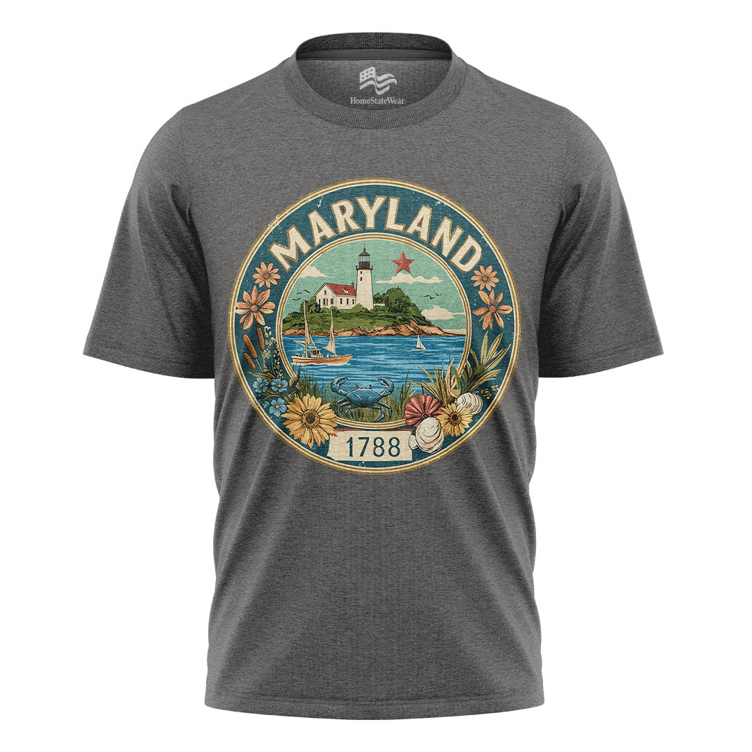 Maryland Lighthouse Crab T-Shirt | Coastal State Gift Tee