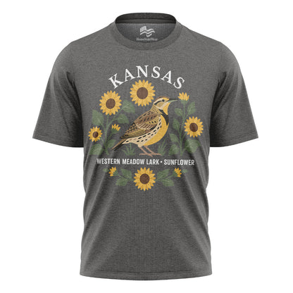 Kansas Meadowlark & Sunflower Tee | Bird Lover Nature Shirt
