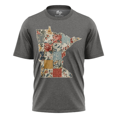 Minnesota Faux Patchwork Quilt T-Shirt, Midwest State Pride Tee