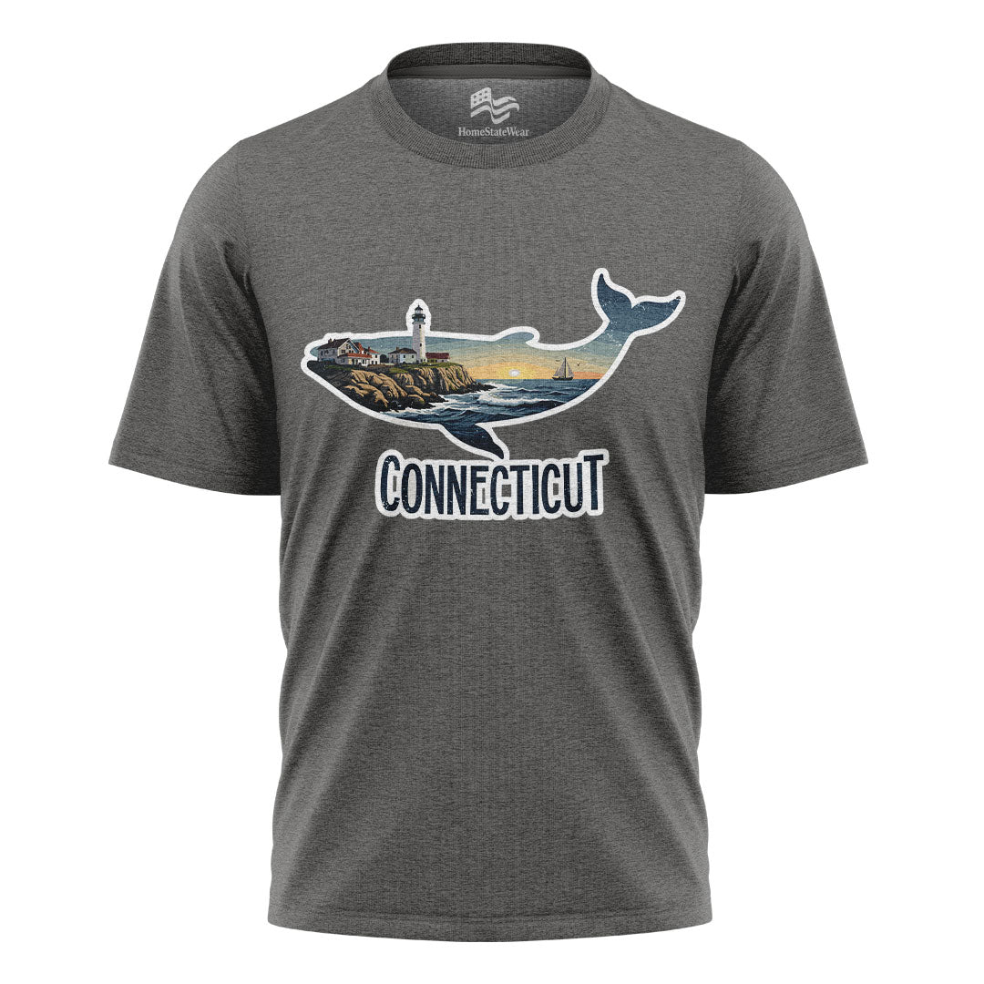 Connecticut Whale Lighthouse Tee | Coastal New England Shirt