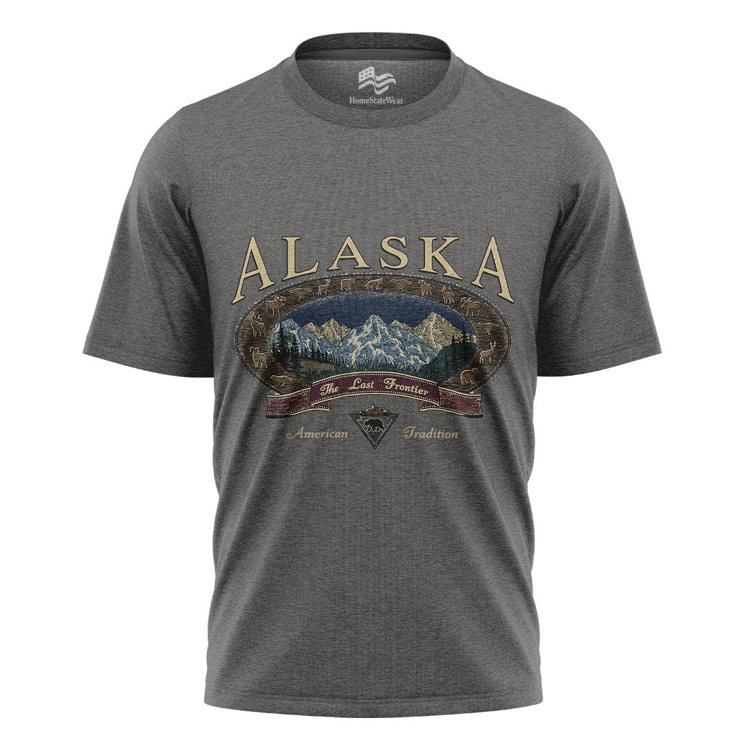Vintage Alaska Mountain T-Shirt, The Last Frontier Wildlife Tee