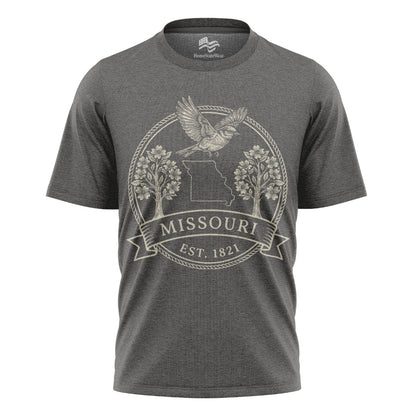 Missouri Statehood T-Shirt, Eastern Bluebird & Dogwood Souvenir Tee