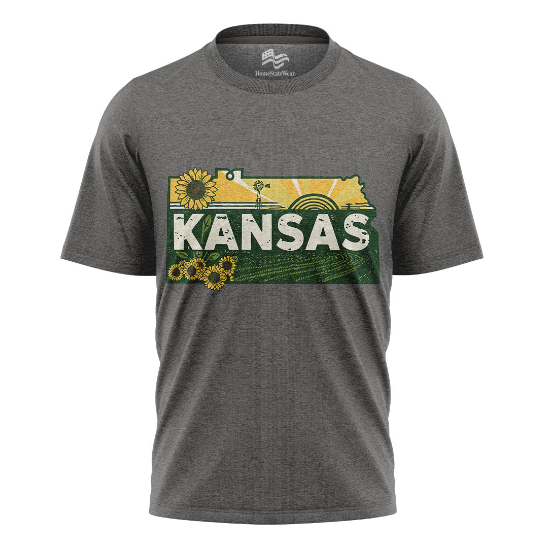 Kansas Home State T-Shirt | Retro Sunflower Travel Tee