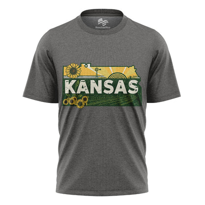 Kansas Home State T-Shirt | Retro Sunflower Travel Tee