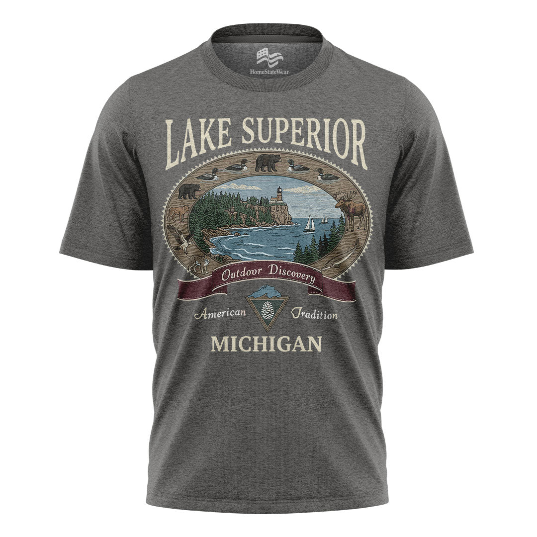 Lake Superior Michigan Comfort Colors Tee | Great Lakes Lighthouse Shirt