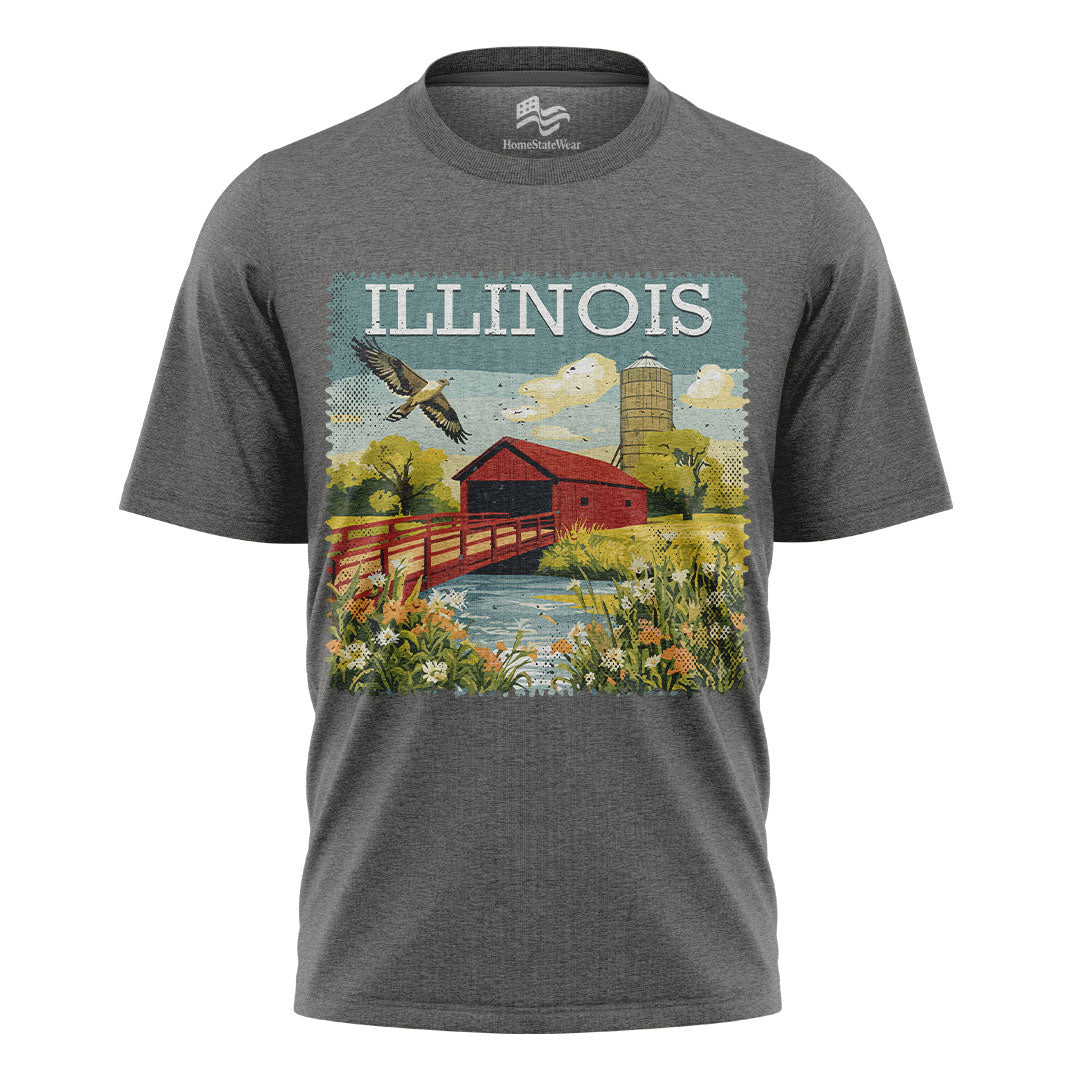 Illinois Covered Bridge Tee | Vintage Travel Souvenir Shirt