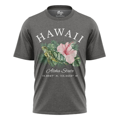 Hawaii Sea Turtle Hibiscus Tee | Aloha State Tropical Shirt