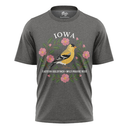 Iowa Goldfinch & Prairie Rose Tee | Bird Lover Nature Shirt