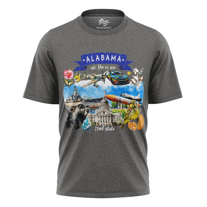 Artistic Alabama State Themes and Landmarks T-Shirt