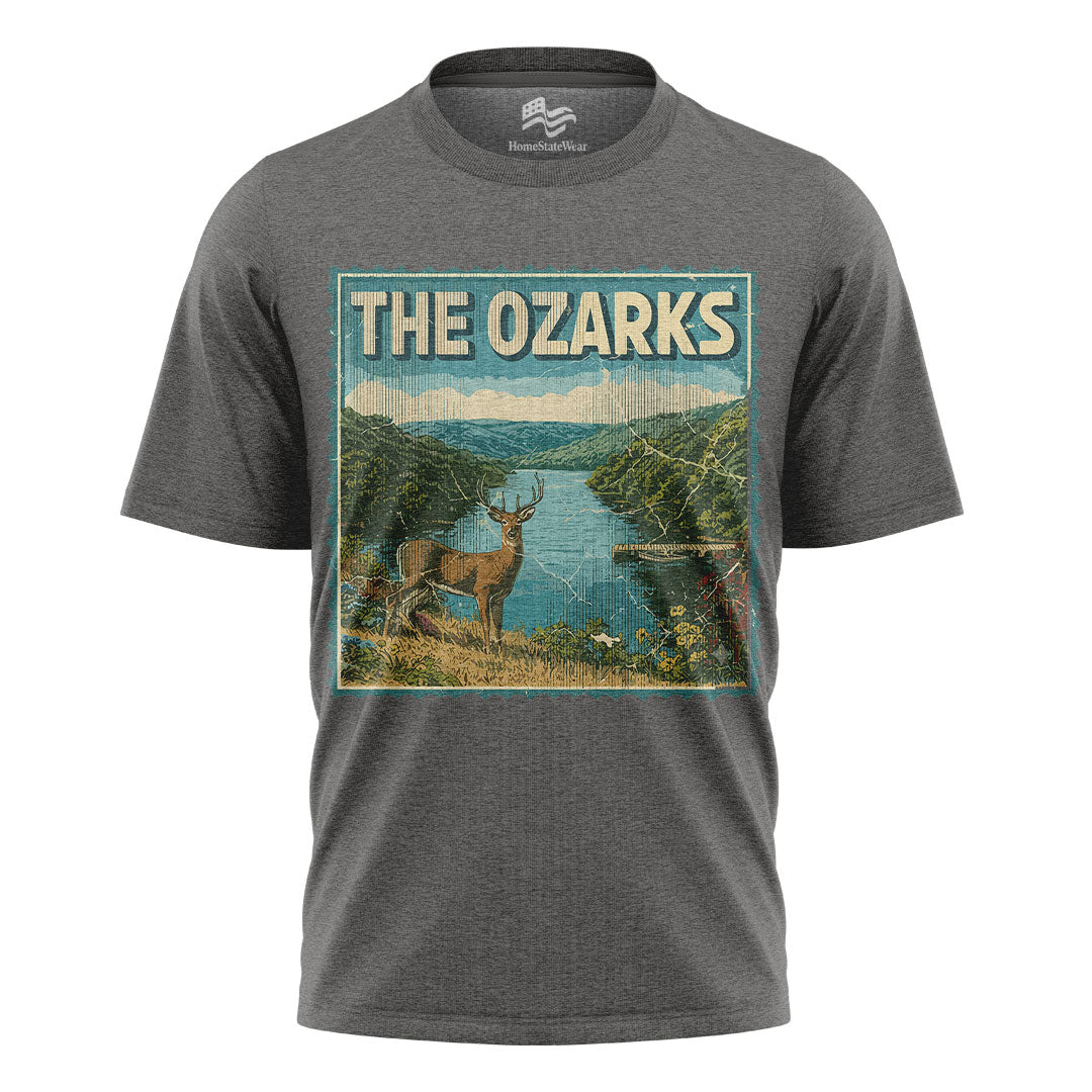 Ozarks Deer Scene T-Shirt, Vintage Missouri State Pride Tee