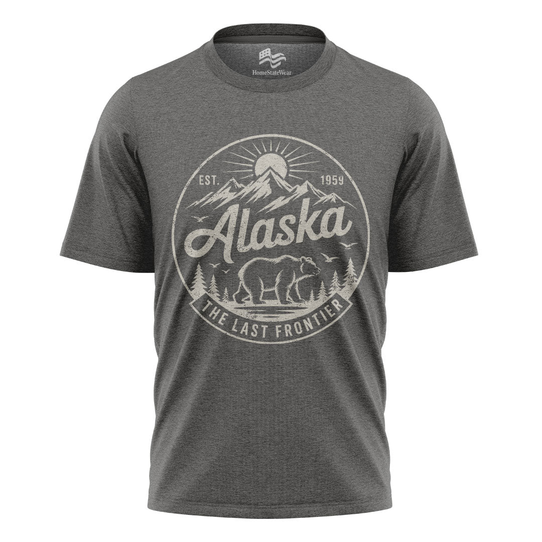 Alaska Bear T-Shirt, Vintage Mountain Circle Graphic Tee, Nature Lover Travel Shirt