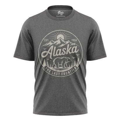 Alaska Bear T-Shirt, Vintage Mountain Circle Graphic Tee, Nature Lover Travel Shirt