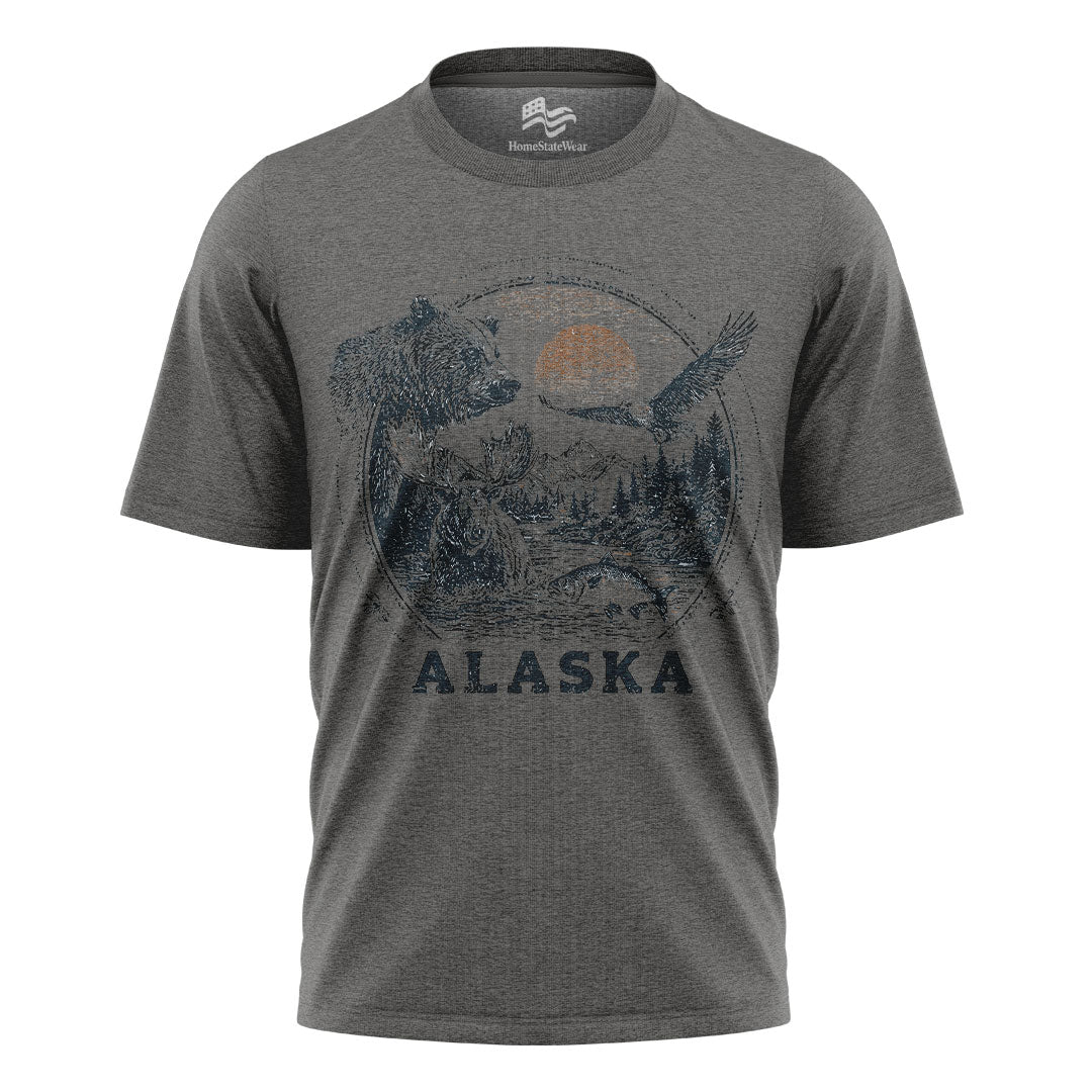 Vintage Alaska Wildlife Tee | Rustic Nature Graphic Shirt