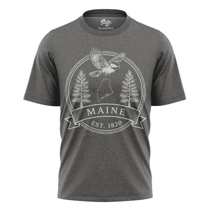 Maine Est 1820 T-Shirt | Chickadee White Pine Souvenir Tee