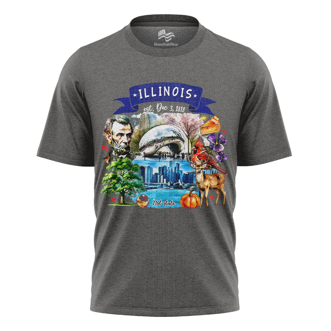 Illinois Landmarks T-Shirt | Artistic State Travel Tee