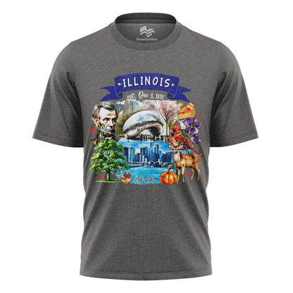 Illinois Landmarks T-Shirt | Artistic State Travel Tee