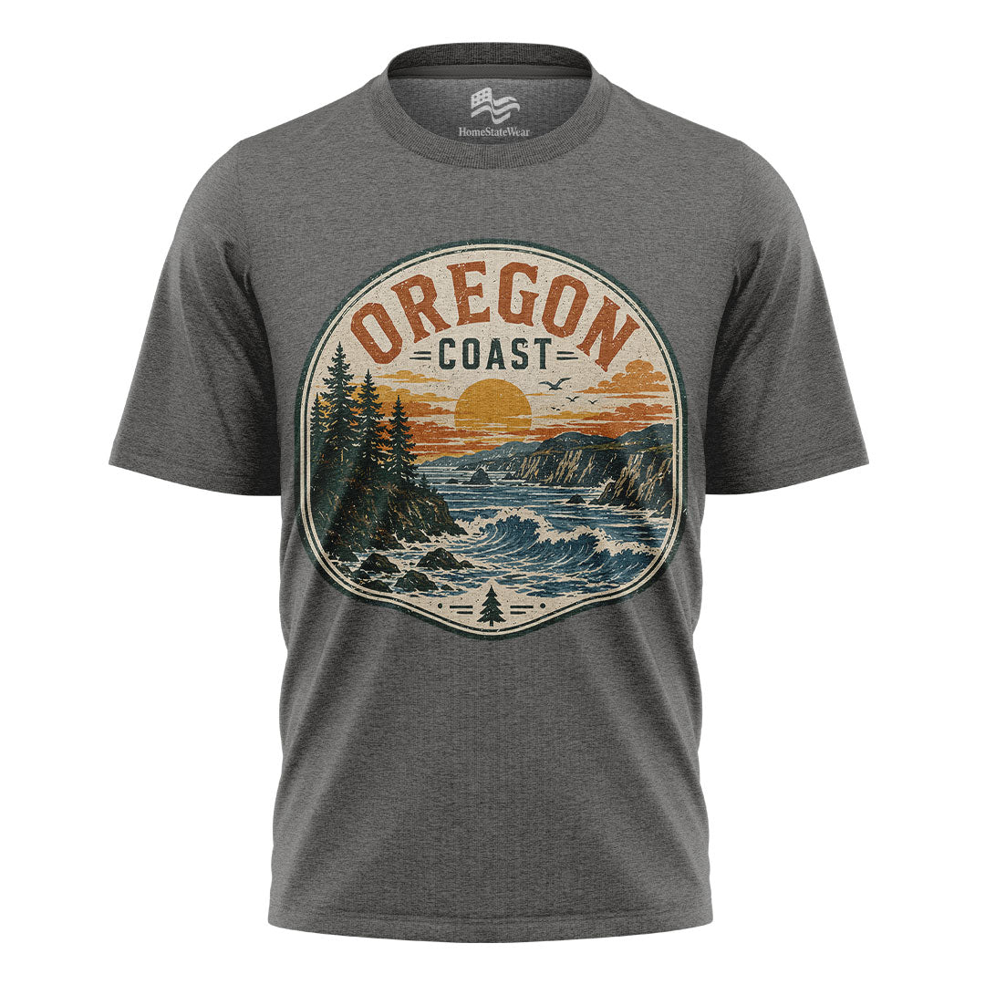 Oregon Bear Mountain T-Shirt, Vintage Sunset Nature Graphic Tee