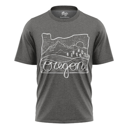 Illustrated Oregon T-Shirt, Vintage Pacific Northwest Nature Tee