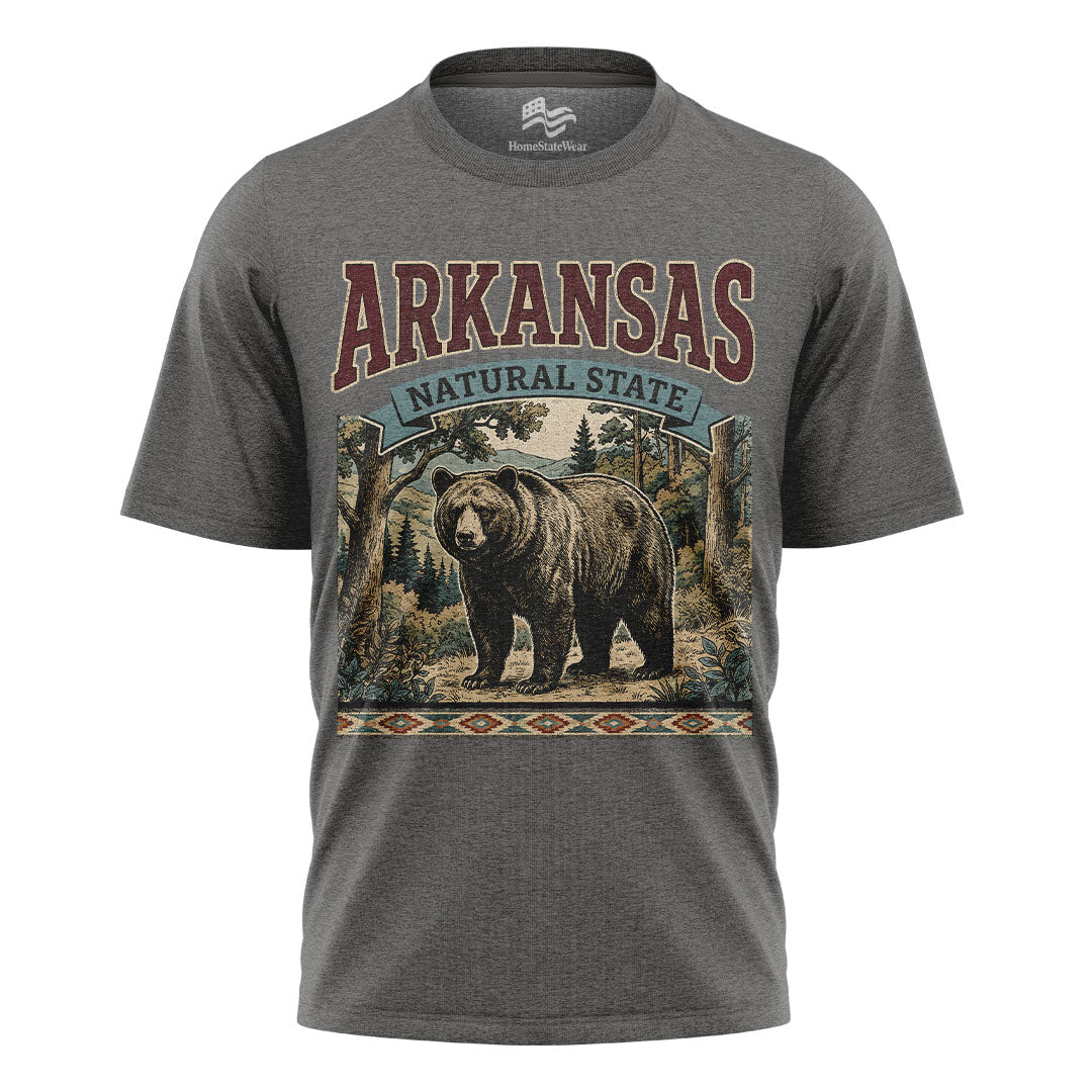 Arkansas Bear Graphic Tee | Vintage Forest Souvenir Shirt