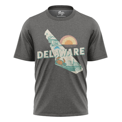 Delaware Crab Sunset Tee | Coastal Beach Souvenir Shirt