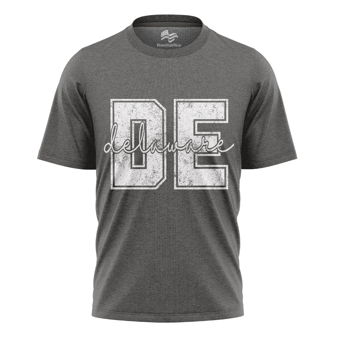 Distressed Delaware Comfort Colors Tee | Retro Varsity State Shirt