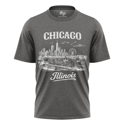 Chicago Skyline Comfort Colors Tee | Retro City Sketch Shirt