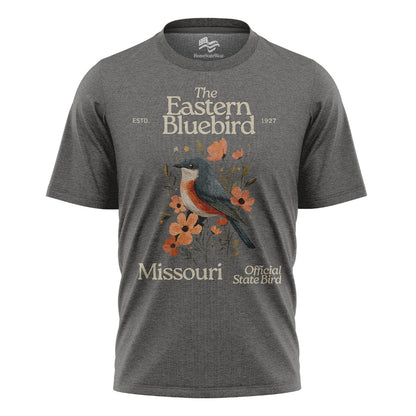 Missouri Eastern Bluebird T-Shirt, Vintage State Bird Floral Tee