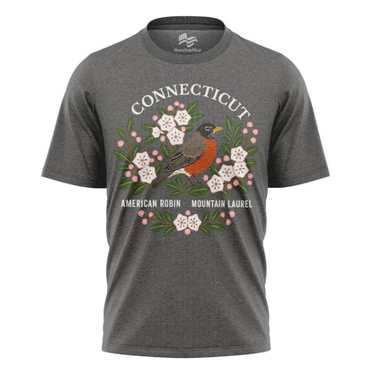 Connecticut Robin & Mountain Laurel Tee | State Bird Flower Shirt