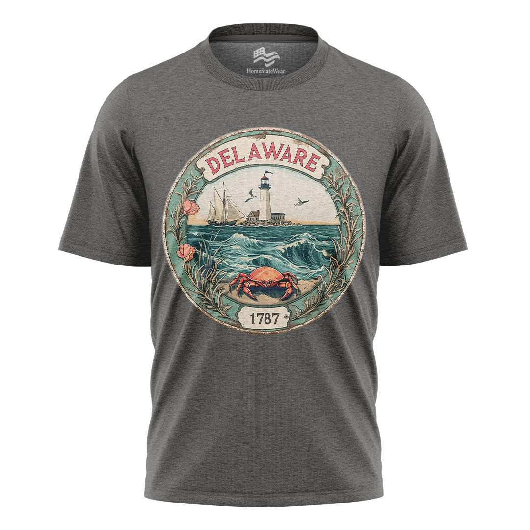 Delaware Lighthouse Sailboat Tee | Coastal Beach Graphic Shirt