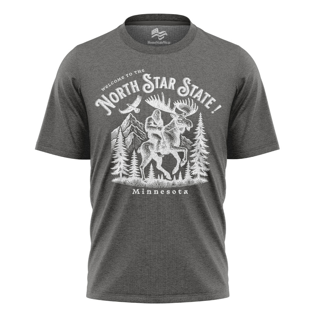 Welcome to Minnesota T-Shirt, North Star State Bigfoot & Moose Tee