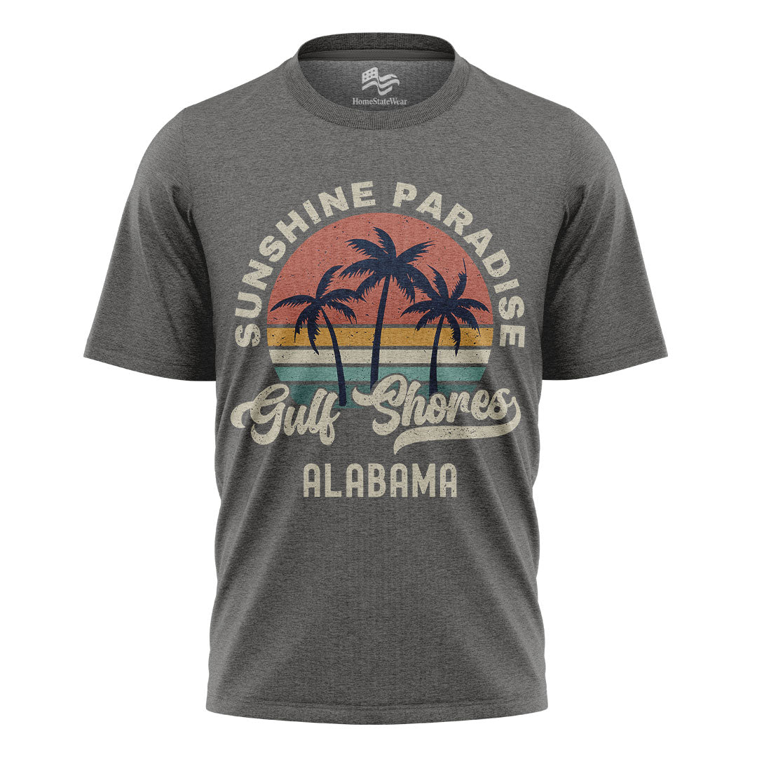 Gulf Shores Shirt Alabama Souvenir Tee, Palm Tree Retro Sunset Shirt