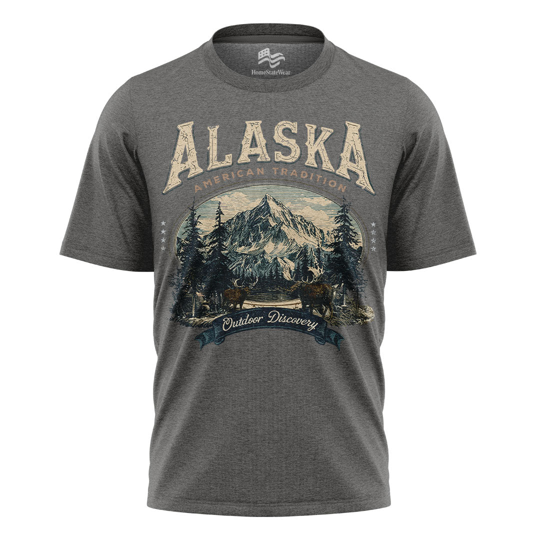 Vintage Alaska Mountain Retro Outdoor Wildlife Tee