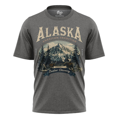 Vintage Alaska Mountain Retro Outdoor Wildlife Tee