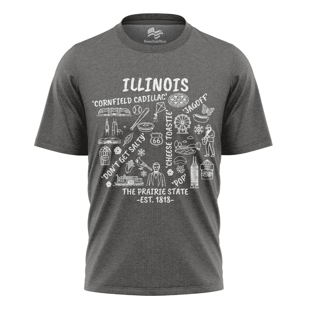 Illinois Icon T-Shirt | Route 66 Midwest Graphic Tee