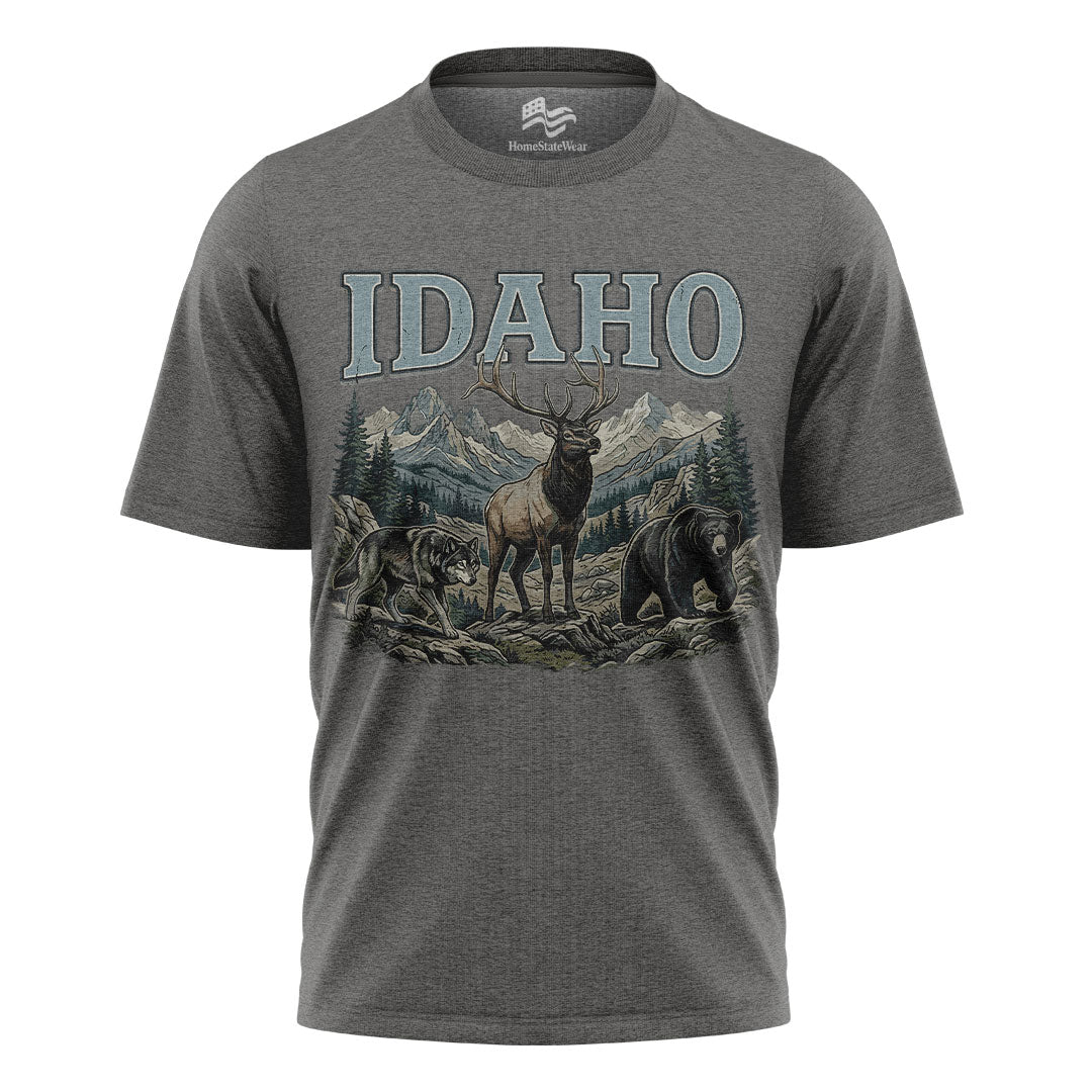 Idaho Wildlife Comfort Colors Elk Bear Wolf Mountain Shirt