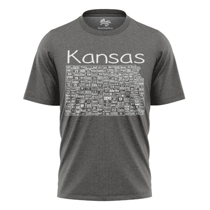 Kansas County Map T-Shirt | License Plate Graphic Tee