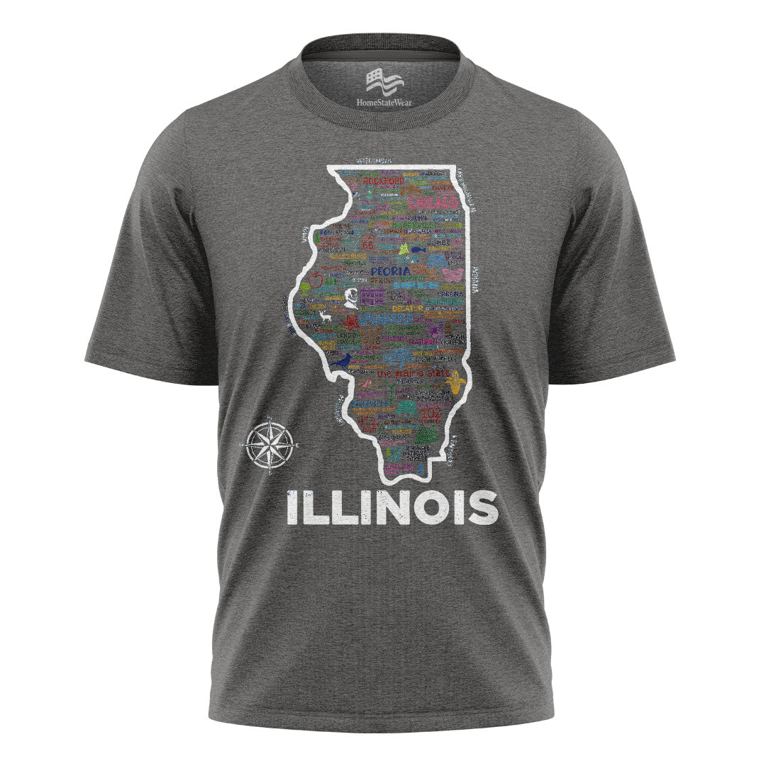 Illinois Map T-Shirt | Vintage Prairie State Tee