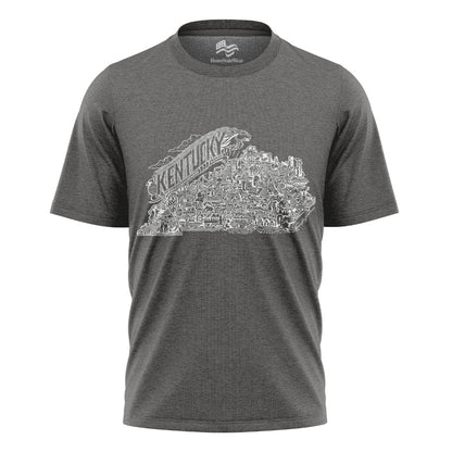 Grey Kentucky Map T-Shirt | Bluegrass State Pride Tee