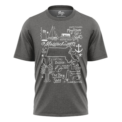 Massachusetts State Map T-Shirt | Bay State Travel Tee