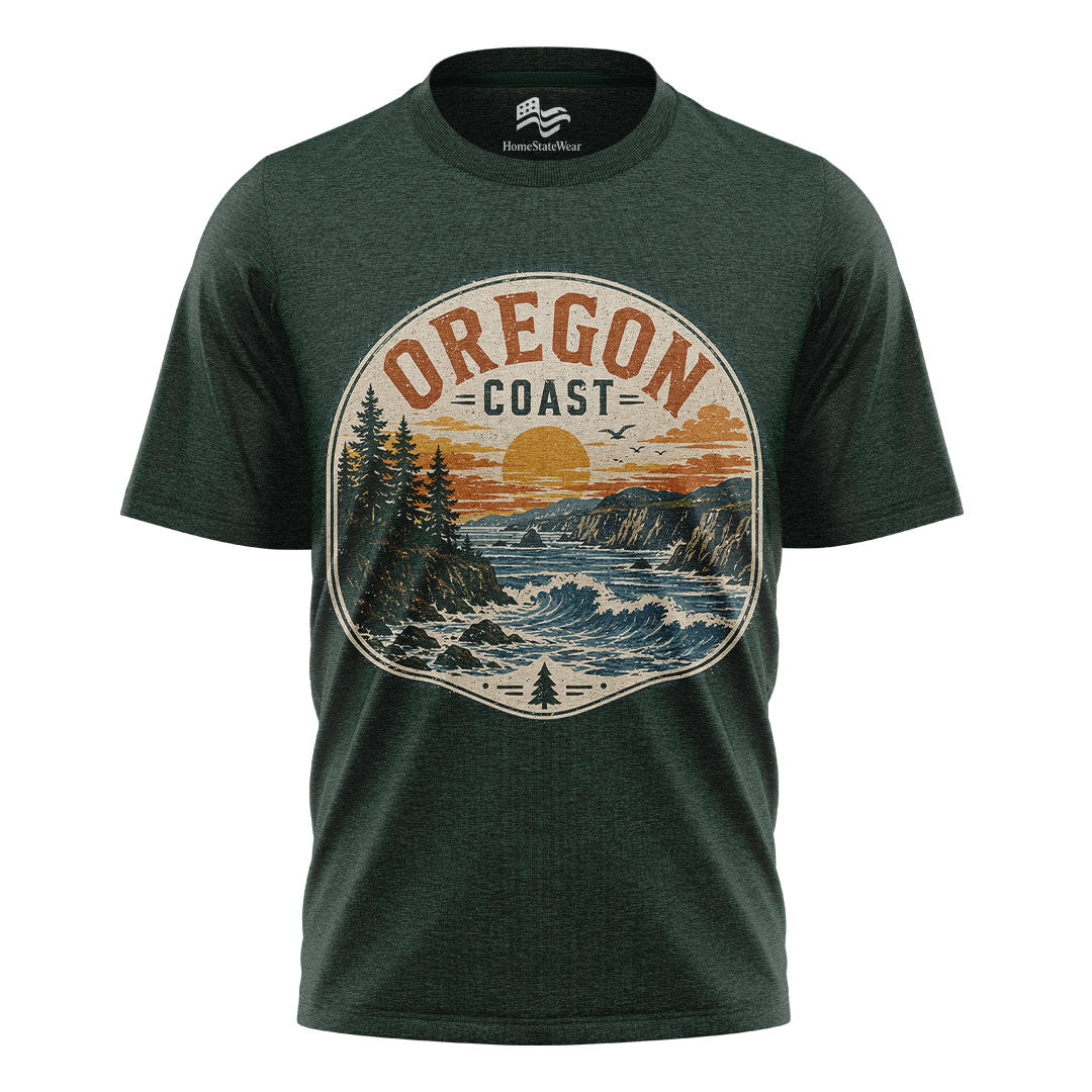 Oregon Bear Mountain T-Shirt, Vintage Sunset Nature Graphic Tee