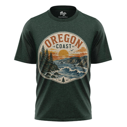 Oregon Bear Mountain T-Shirt, Vintage Sunset Nature Graphic Tee