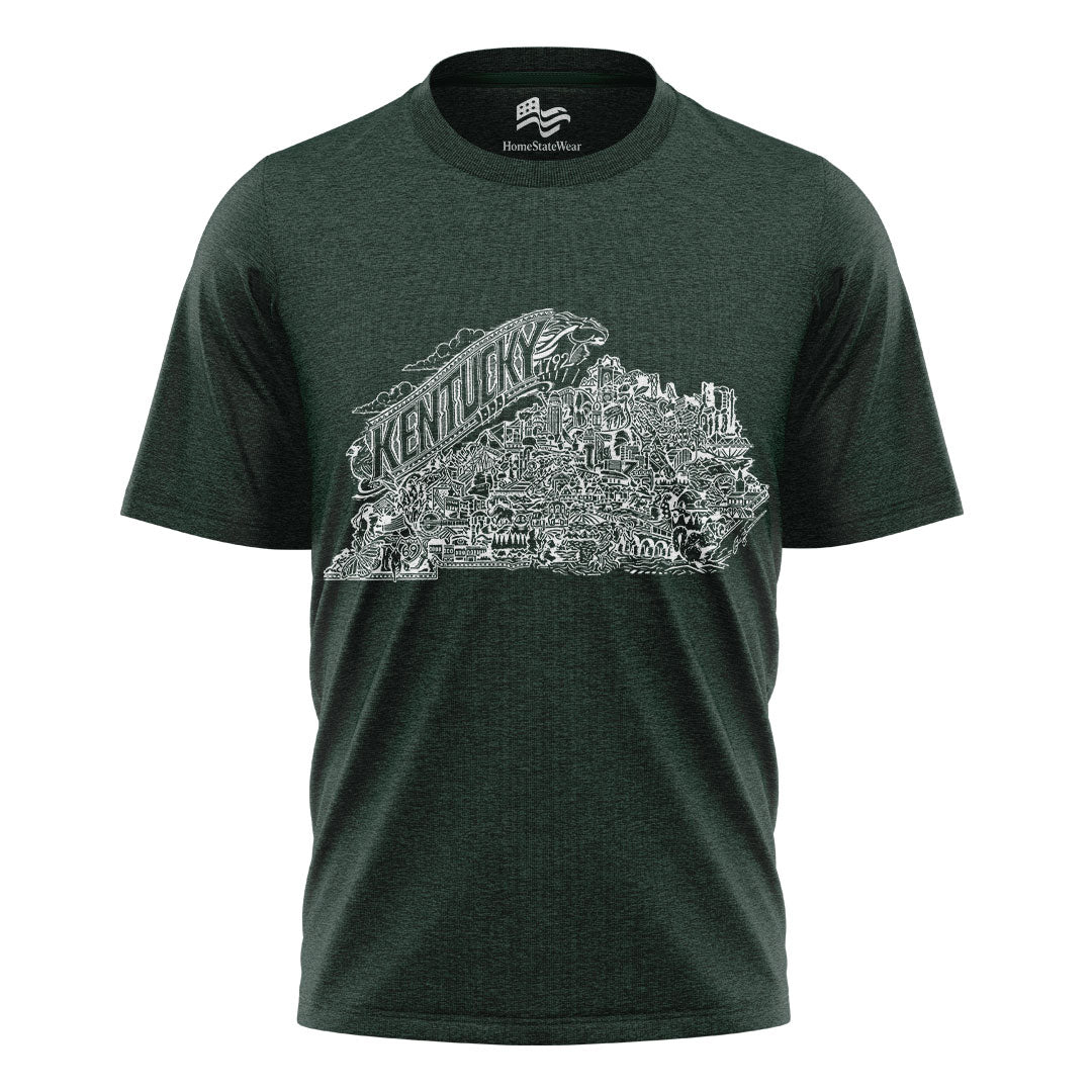 Grey Kentucky Map T-Shirt | Bluegrass State Pride Tee