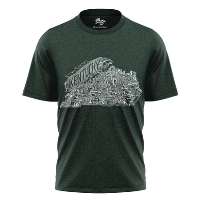 Grey Kentucky Map T-Shirt | Bluegrass State Pride Tee