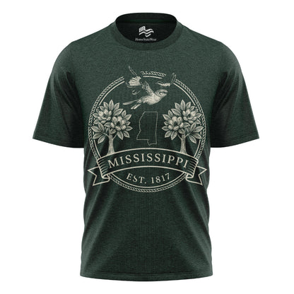 Mississippi Est. 1817 T-Shirt, Northern Mockingbird & Southern Magnolia State Pride Tee