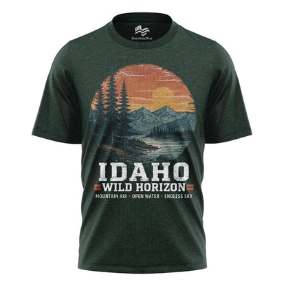 Idaho Wild Horizon Tee | Vintage Mountain Lake Shirt