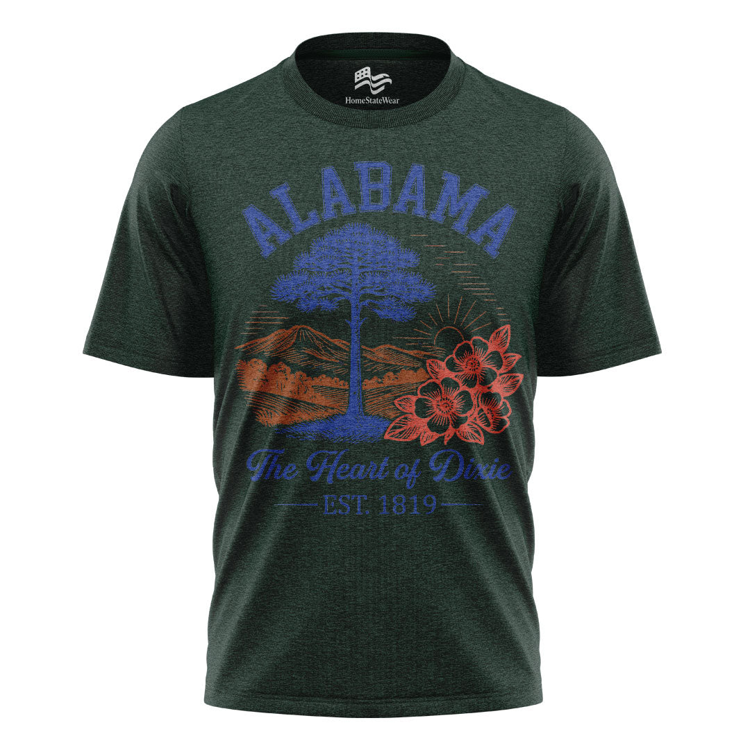 Alabama Shirt Heart of Dixie Est 1819 Vintage State Graphic Tee Unisex Cotton T-Shirt